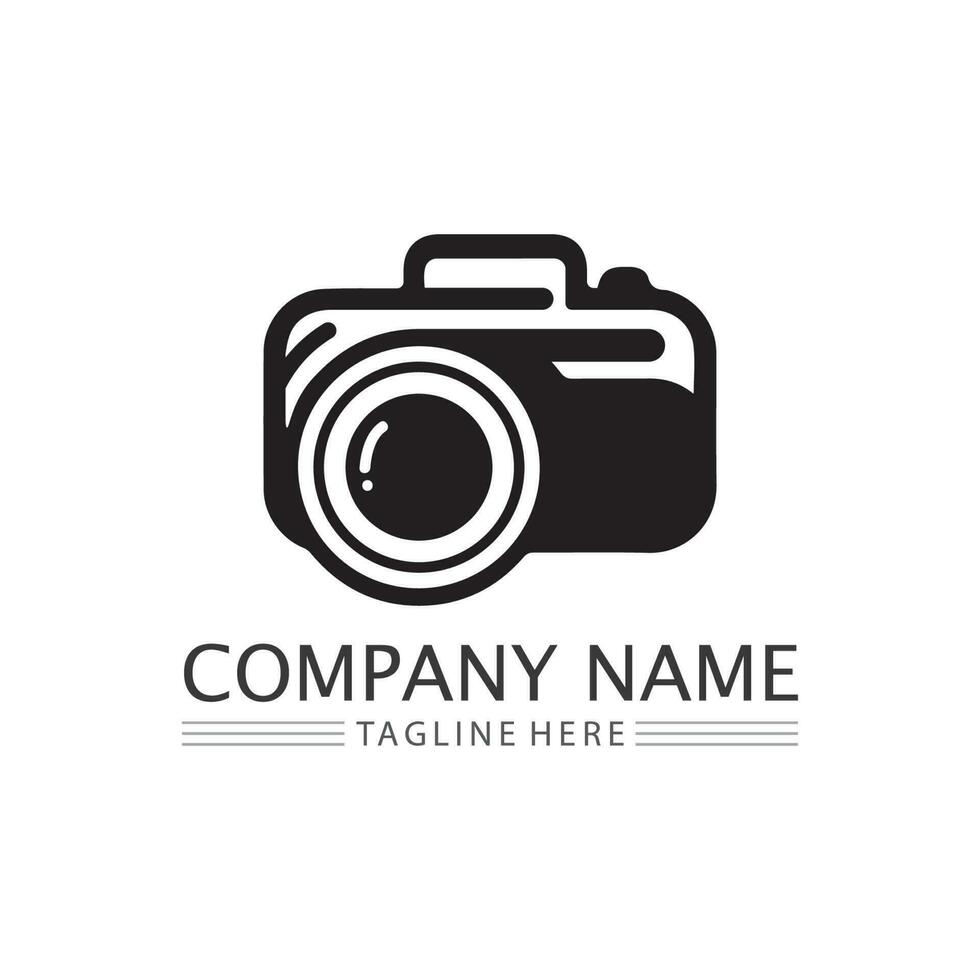 fotografie camera logo pictogram vector ontwerpsjabloon geïsoleerd op zwarte achtergrond