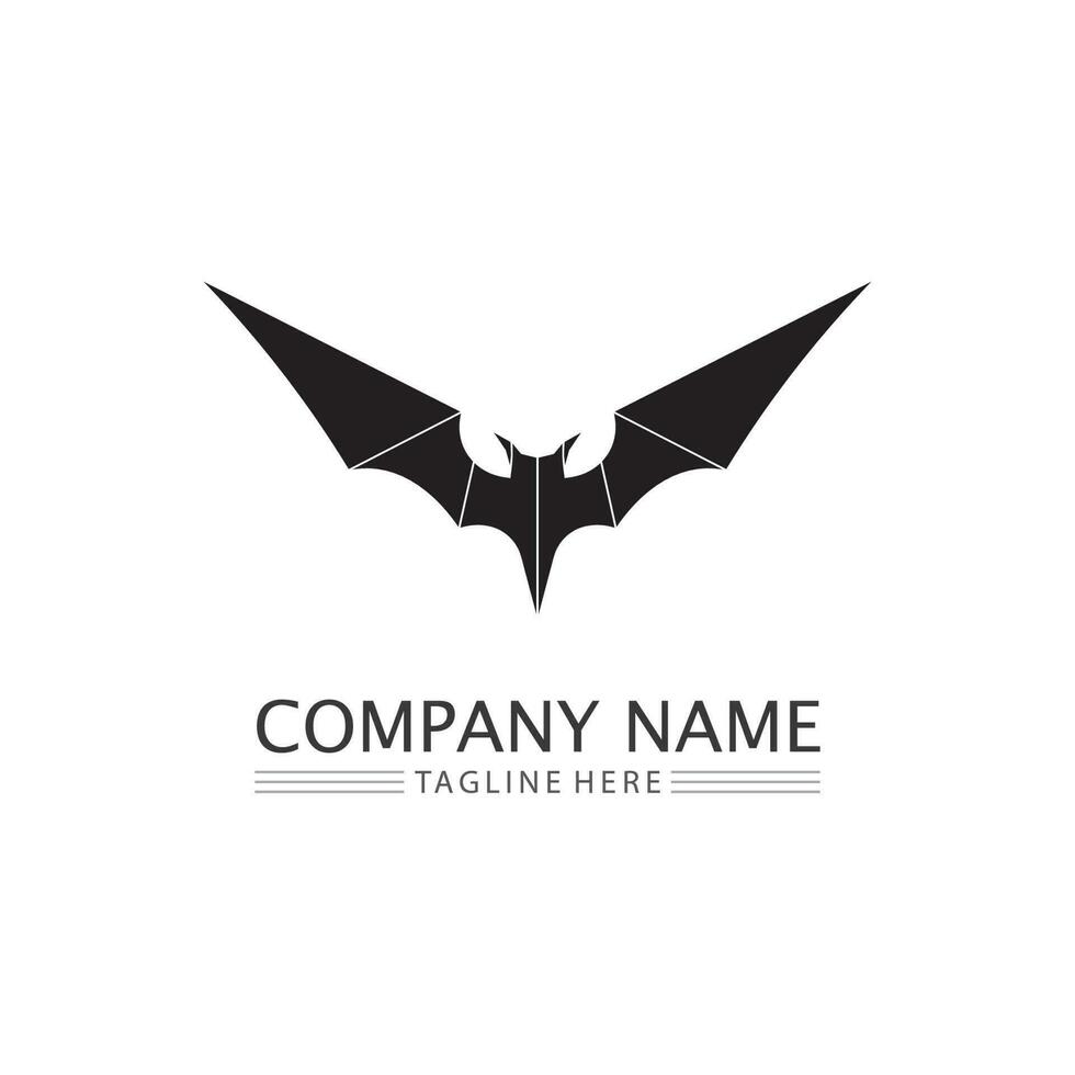 vleermuis logo dier en vector, vleugels, zwart, halloween, vampier, gothic, illustratie, ontwerp vleermuis icoon vector