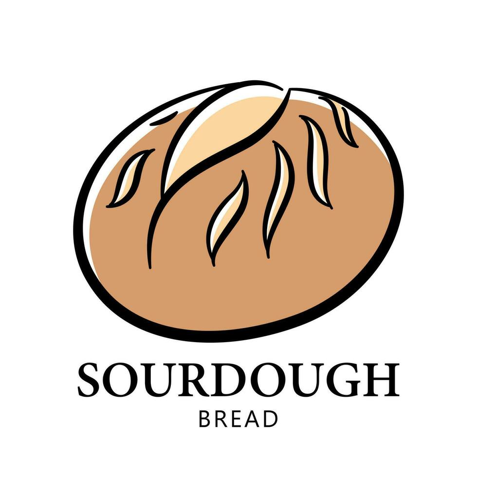 zuurdesem brood merk, logo voor bakkerij winkel, hand- getrokken voedsel vector