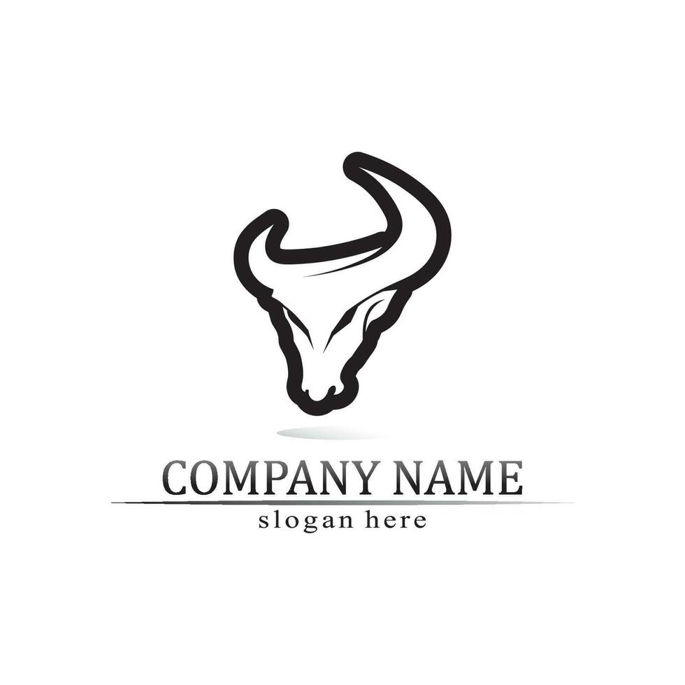 stier en koe dier, logo en vector hoorn en buffel logo en symbolen sjabloon pictogrammen app