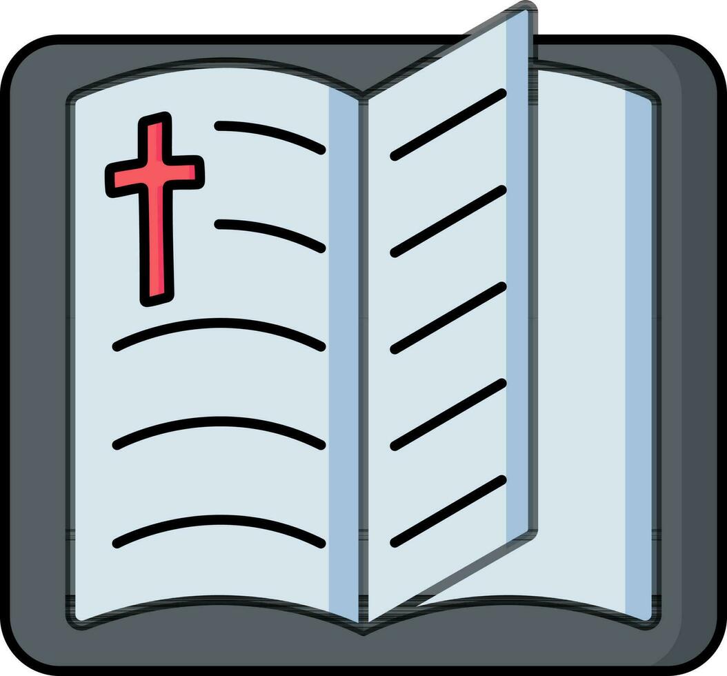 Open Bijbel boek icoon in blauw en grijs kleur. vector