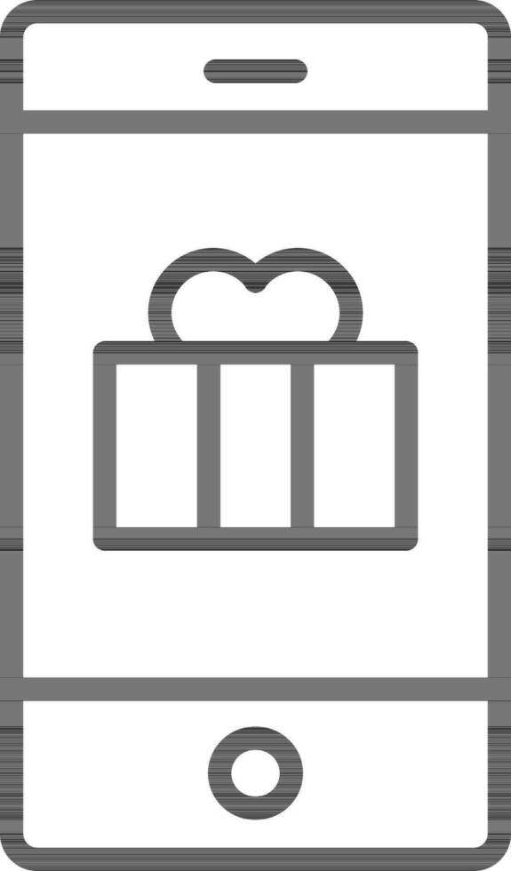 lijn kunst geschenk doos in smartphone icoon. vector