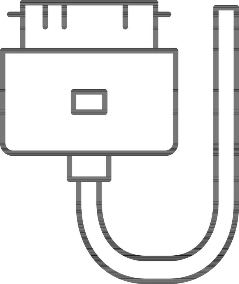 zwart lijn kunst illustratie van USB kabel icoon. vector