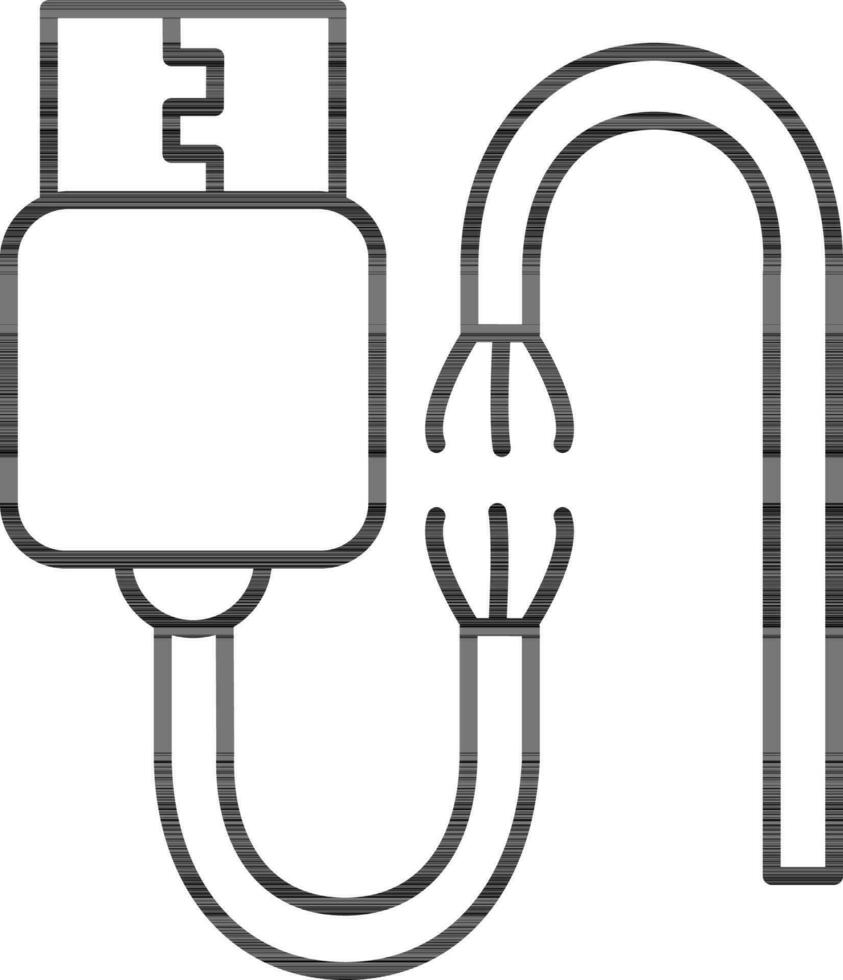 gebroken USB kabel icoon in dun lijn kunst. vector