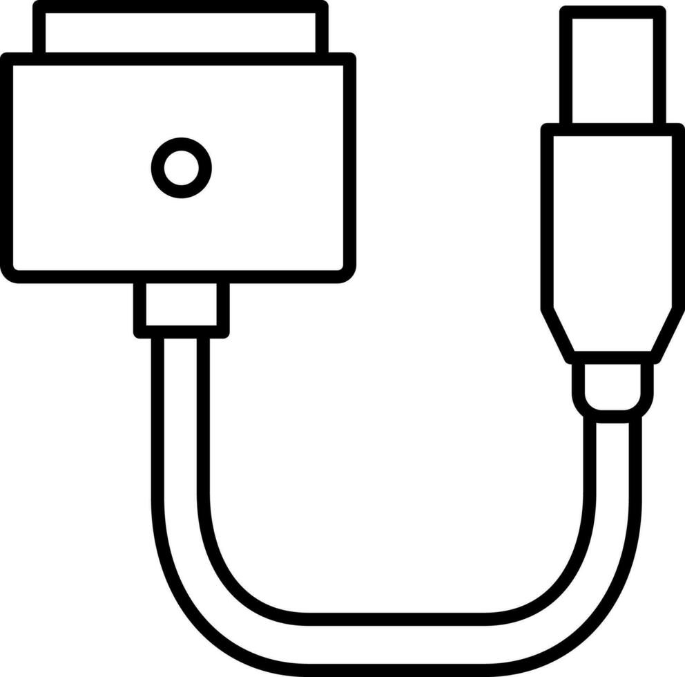 vlak stijl twee kant USB kabel icoon in lijn kunst. vector