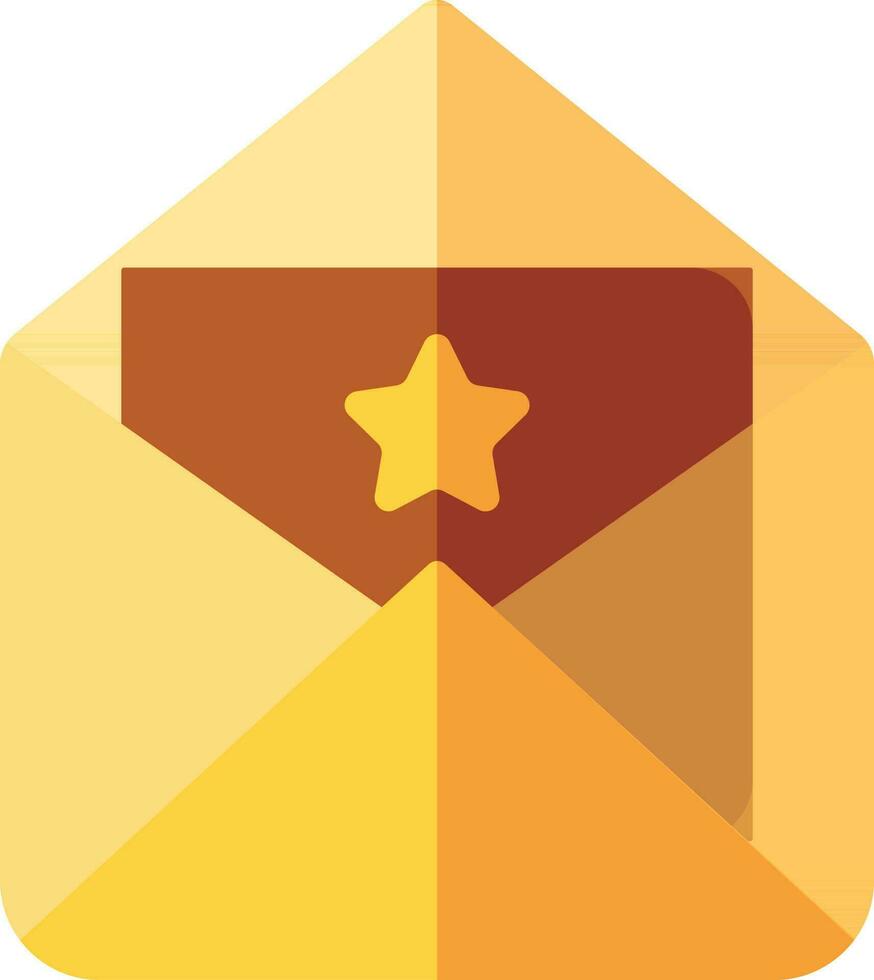 ster envelop of mail icoon in geel kleur. vector