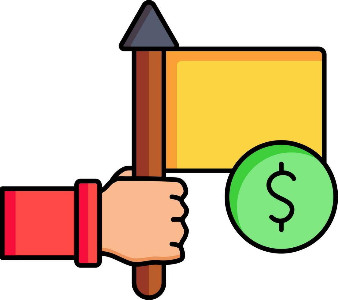 hand- Holding geld vlag icoon of symbool. vector