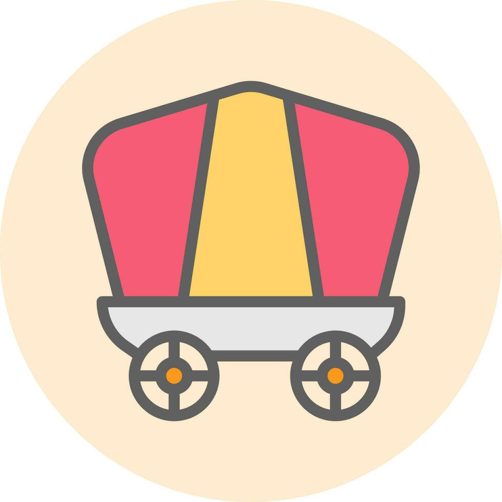 conestoga wagon icoon in rood en geel kleur. vector