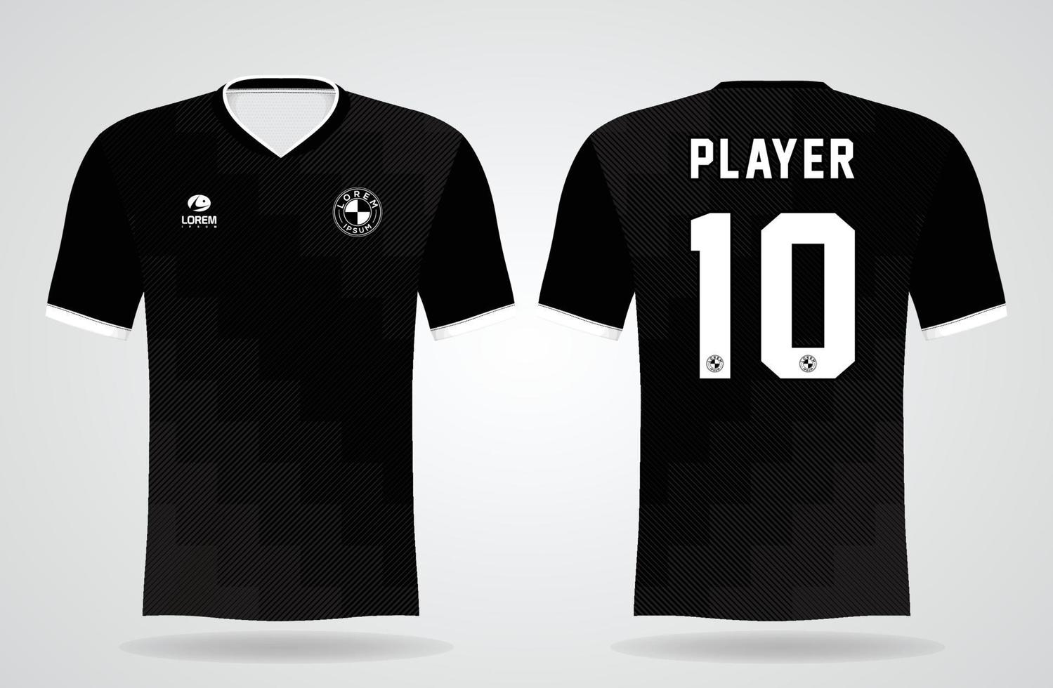 zwart sportshirt sjabloon voor teamuniformen en voetbal t-shirtontwerp vector