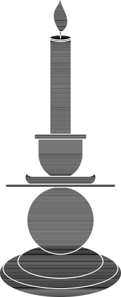 brandend kaars icoon met staan in zwart stijl. vector