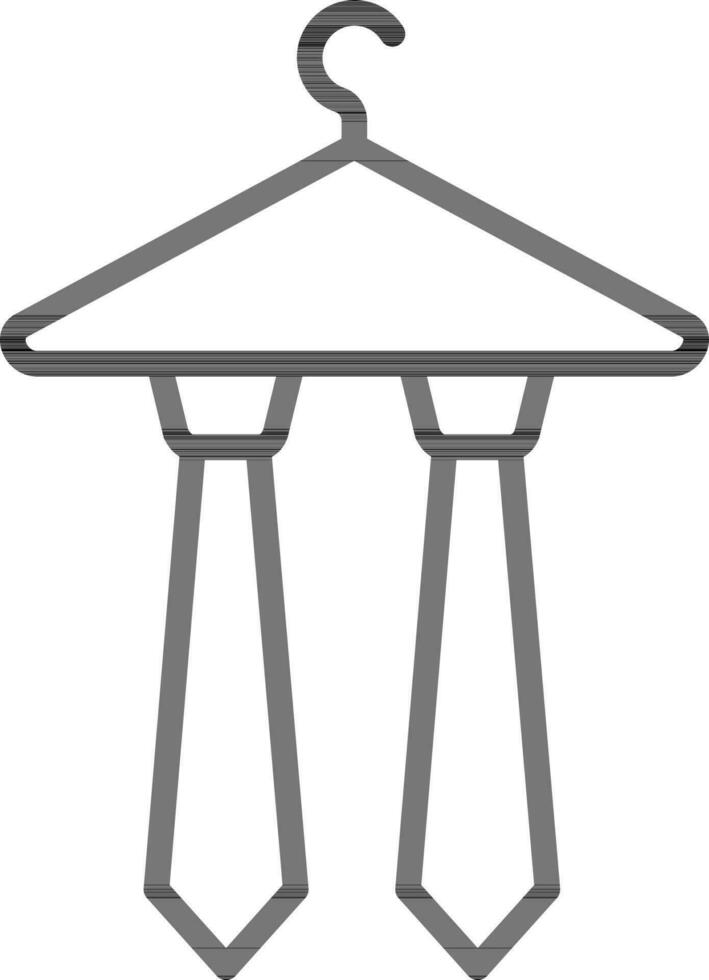 stropdas hanger icoon in zwart lijn kunst. vector