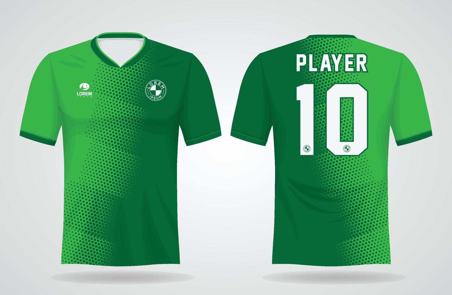 groen sportshirt sjabloon voor teamuniformen en voetbal t-shirtontwerp vector