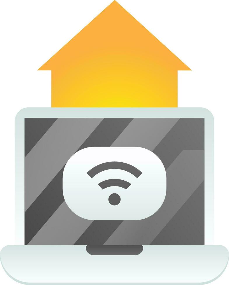 slim huis met Wifi verbonden met laptop icoon in grijs en geel kleur. vector