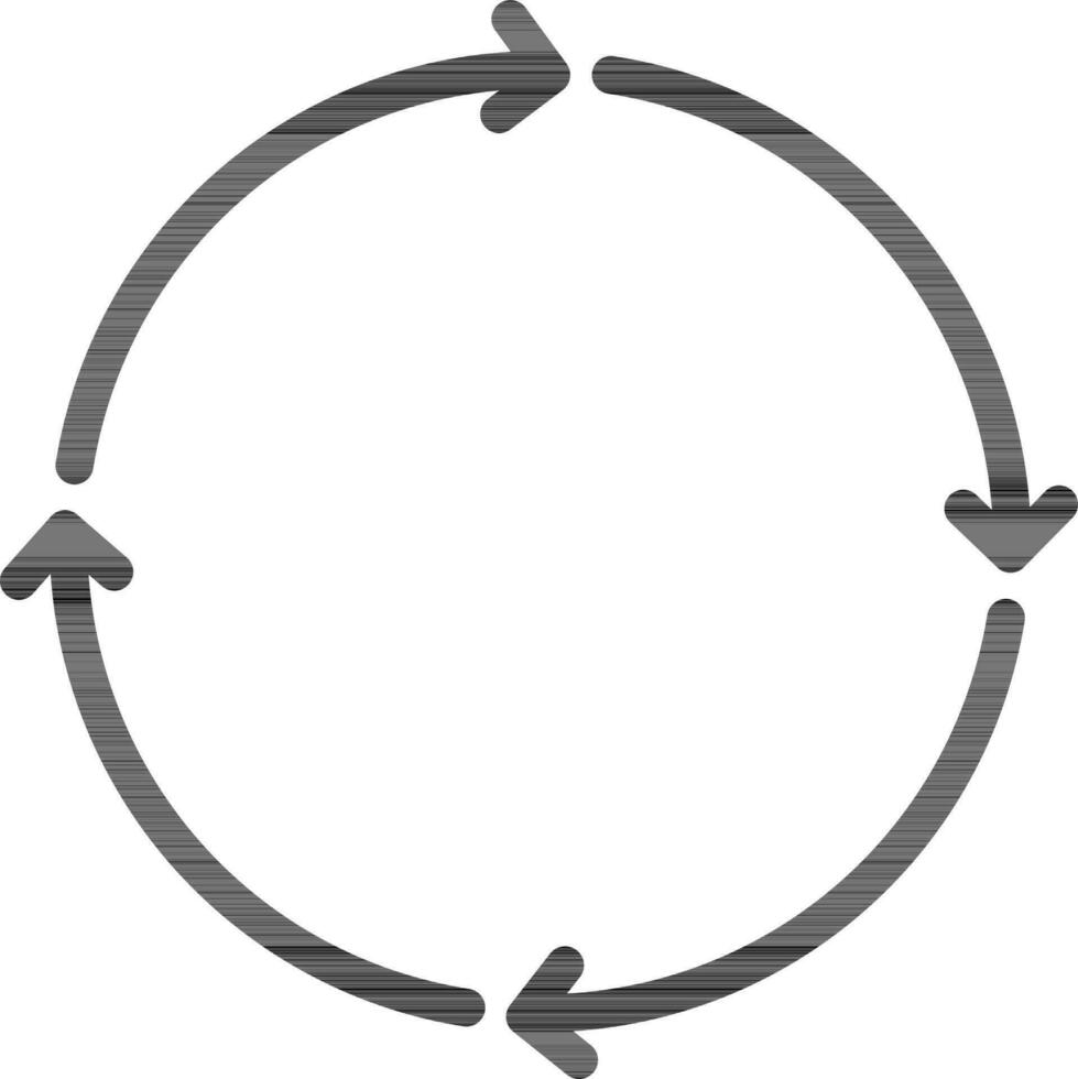 vier workflow cirkel pijl icoon in lijn kunst. vector
