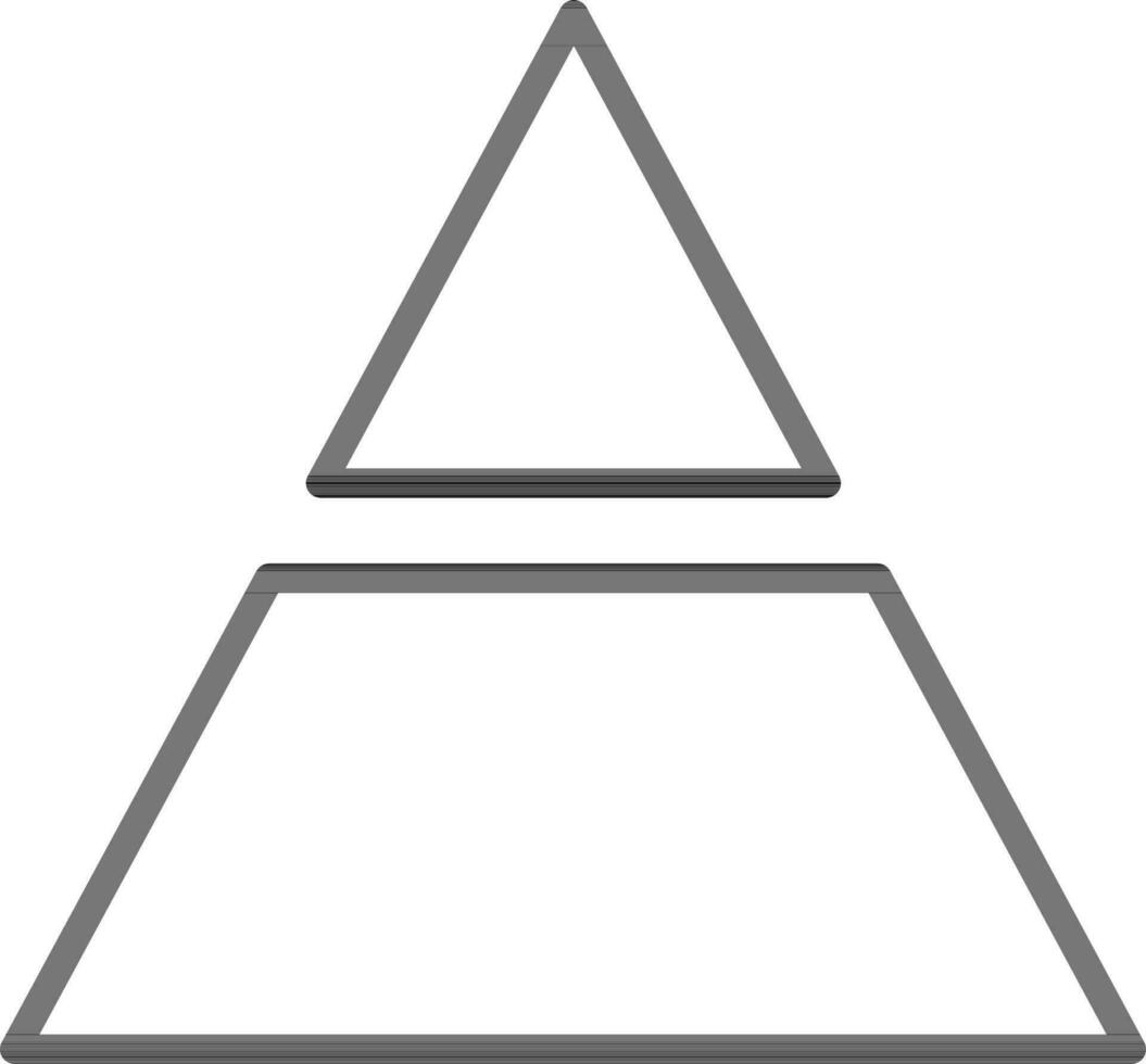 lijn kunst twee een deel piramide icoon in vlak stijl. vector