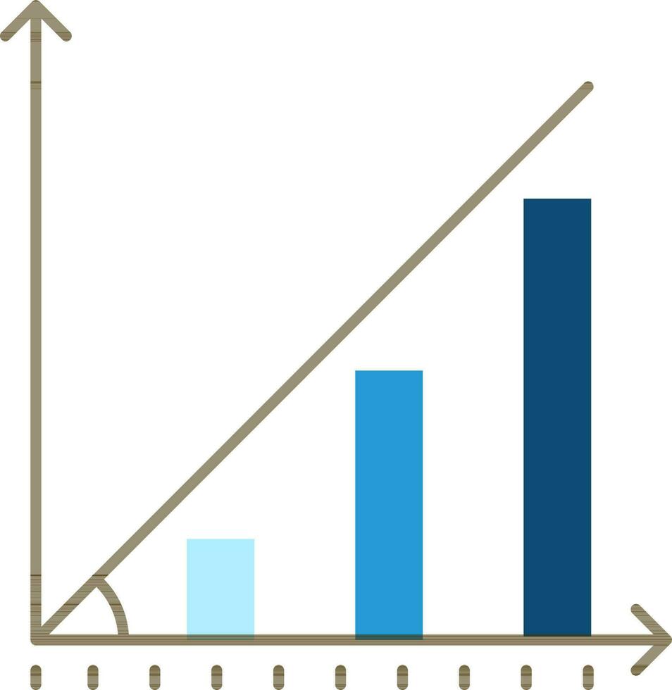 pijl met drie kolom bar tabel icoon in blauw en zwart kleur. vector