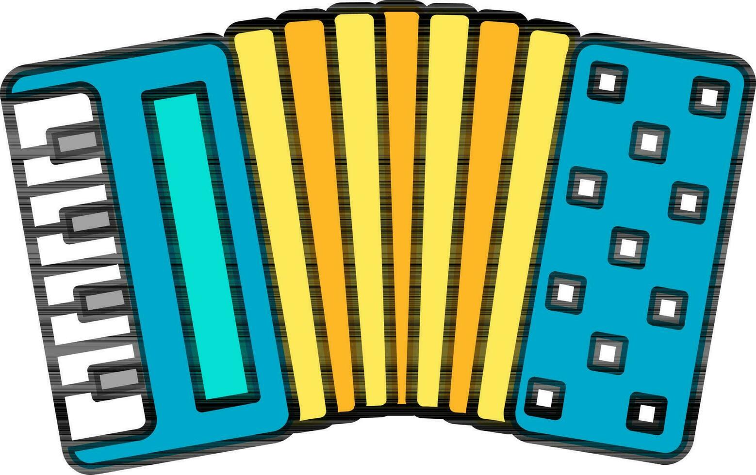 vlak stijl accordeon icoon in geel en blauw kleur. vector