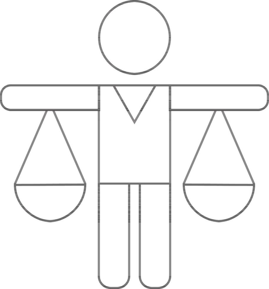 karakter van Mens Holding gerechtigheid schaal. vector