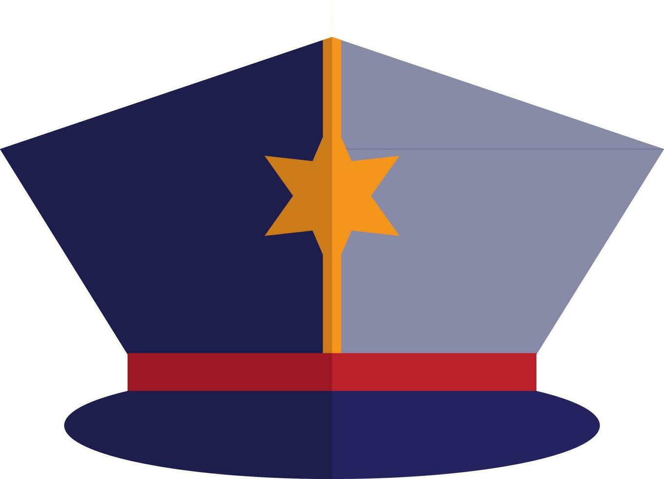 blauw en oranje Politie hoed met ster kenteken. vector
