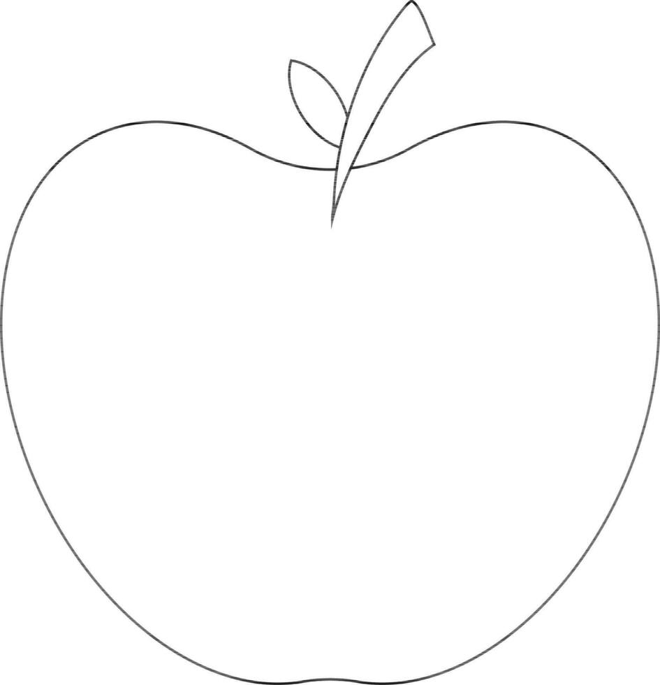 appel met blad in zwart lijn kunst illustratie. vector