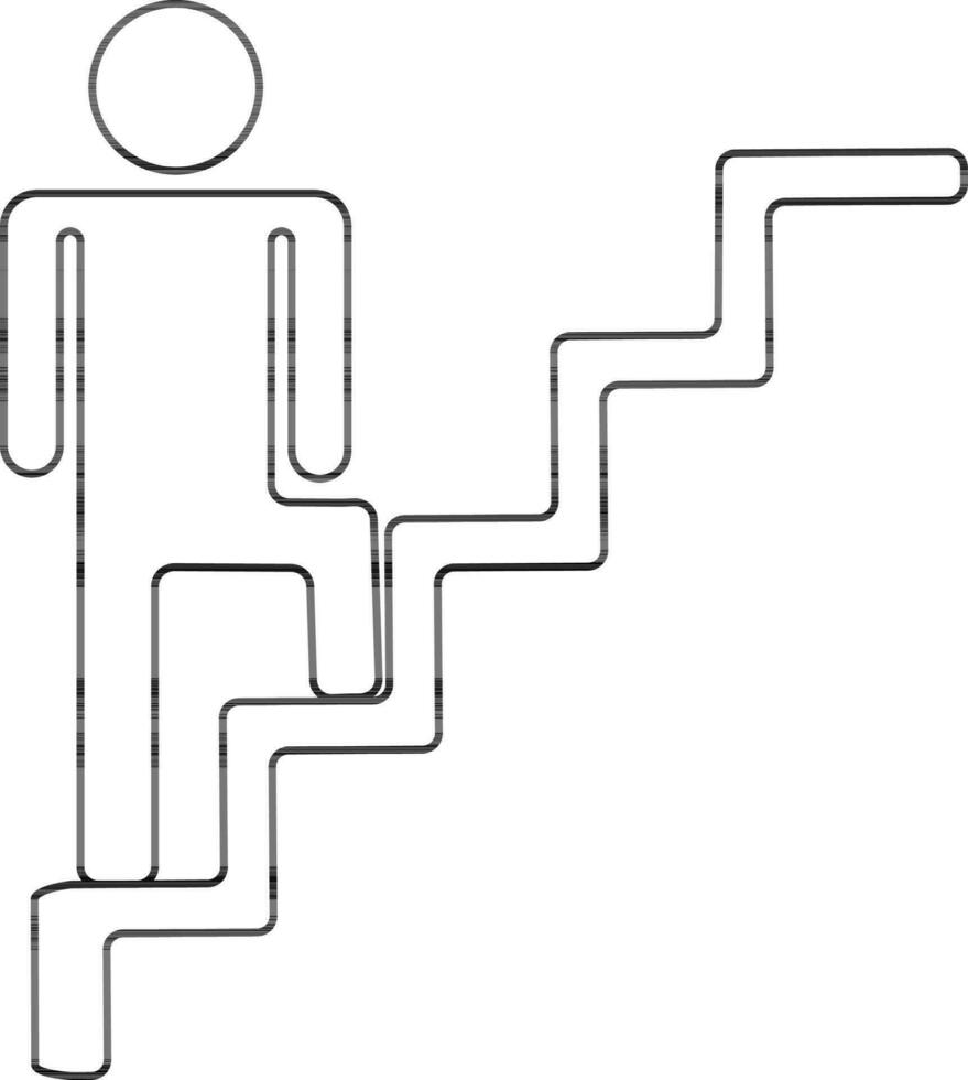 karakter van Mens trap in zwart lijn kunst. vector