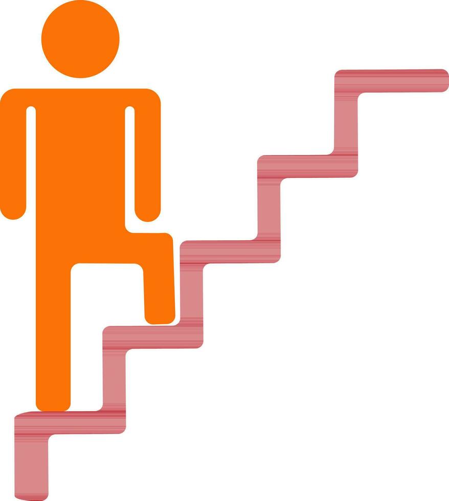 karakter van Mens trap in oranje en rood kleur. vector