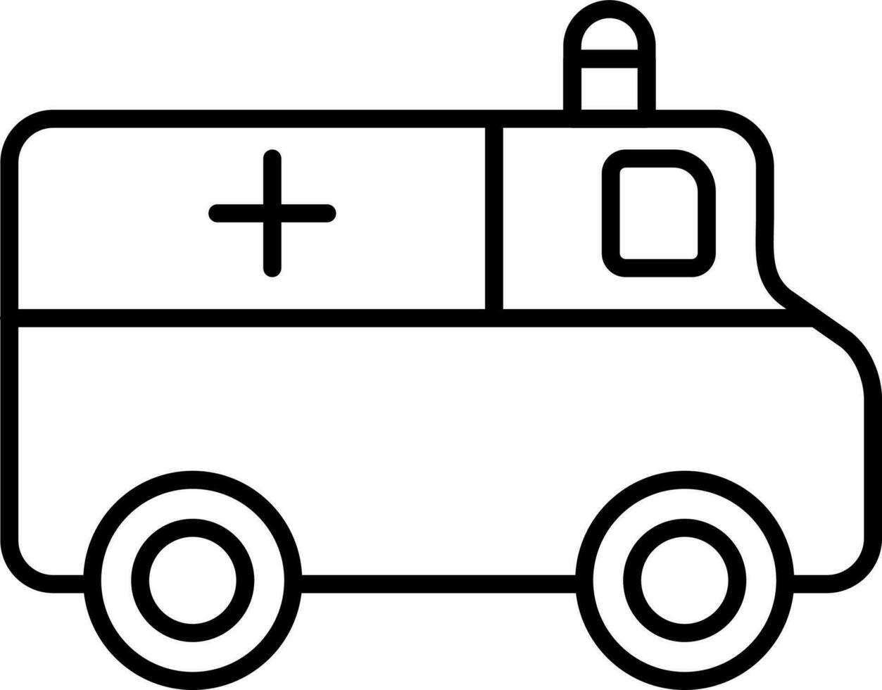 lijn kunst ambulance icoon in vlak stijl. vector