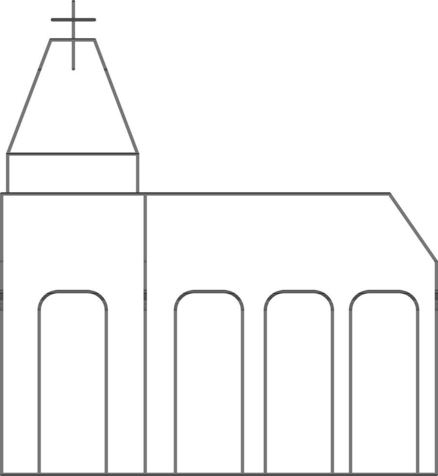 kerk of klooster icoon in zwart lijn kunst. vector