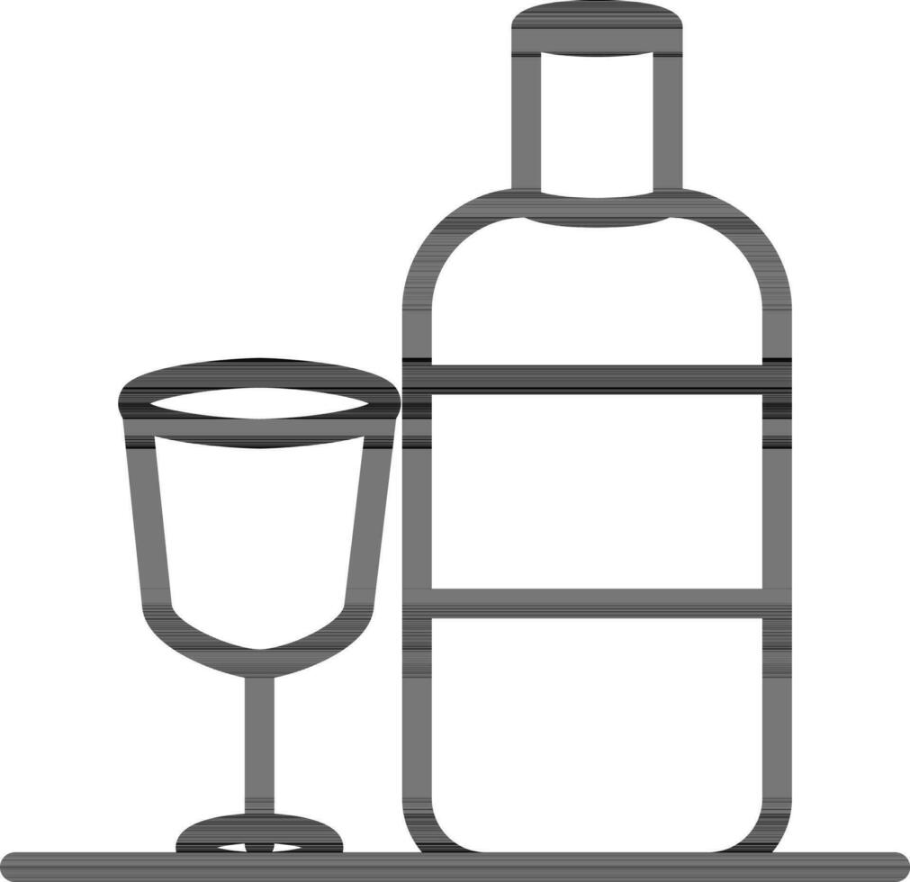 lijn kunst illustratie van drinken fles met glas icoon. vector