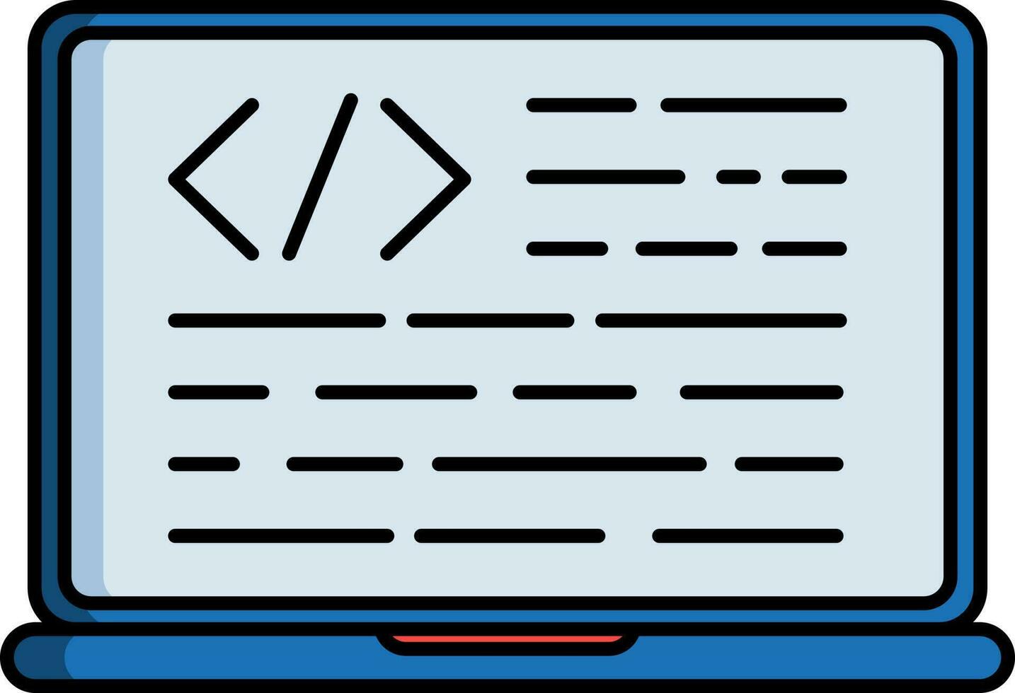 web ontwikkeling of programmering app in laptop icoon in blauw. vector