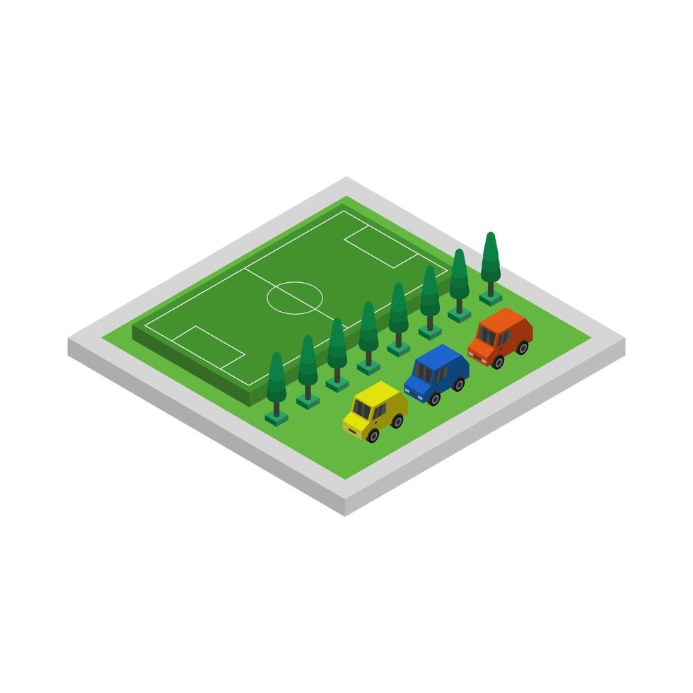 isometrisch voetbalveld op achtergrond vector