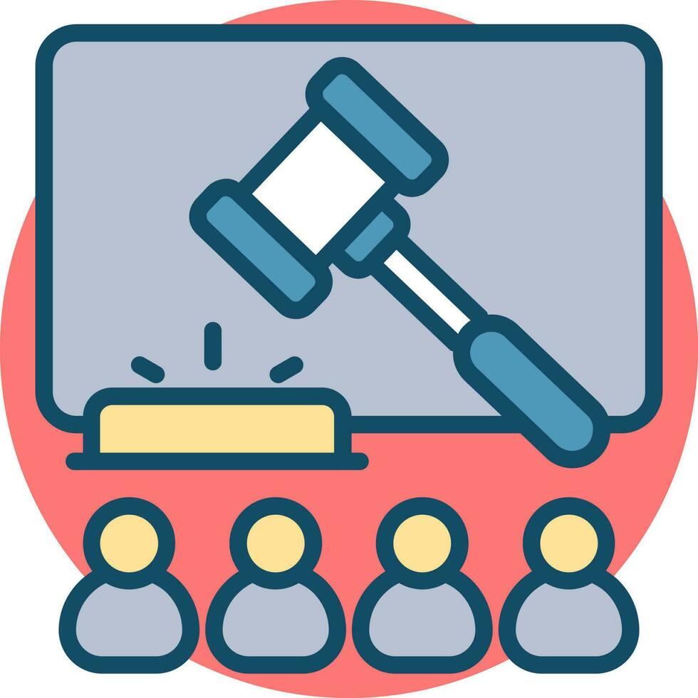 vector illustratie van rechtbank veiling met openbaar icoon.