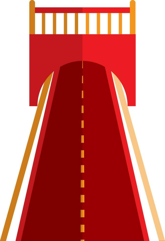 tunnel met weg in rood en oranje kleur. vector