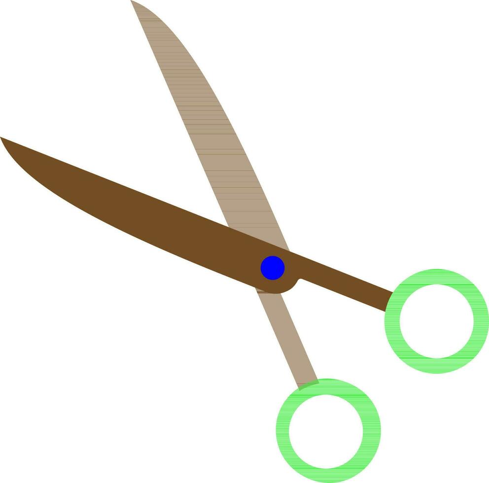 illustratie van een schaar in bruin en groen kleur. vector