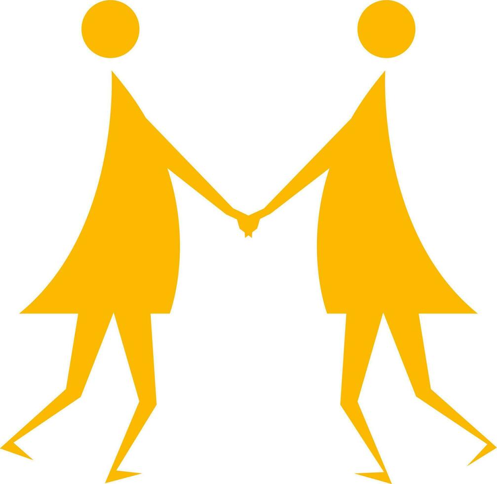 geel kleur icoon van mensen Holding hand- van elk ander. vector