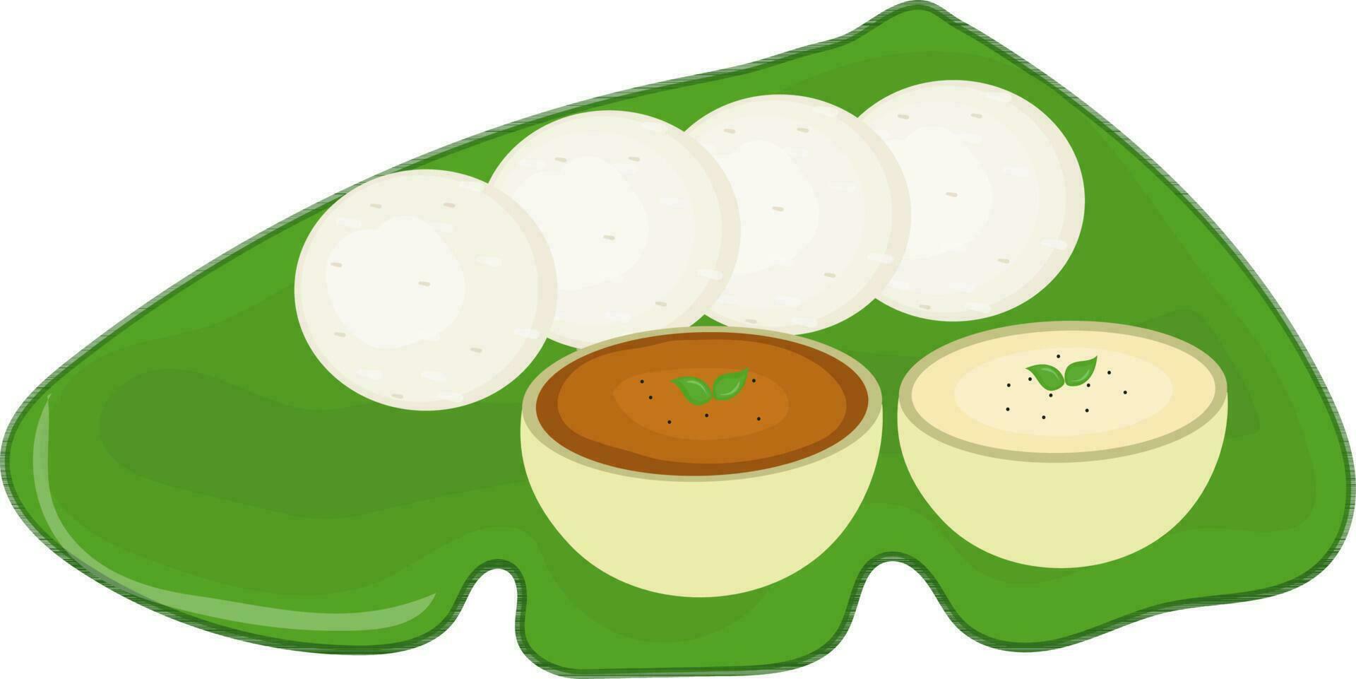 vlak stijl illustratie van idli met sambhar. vector