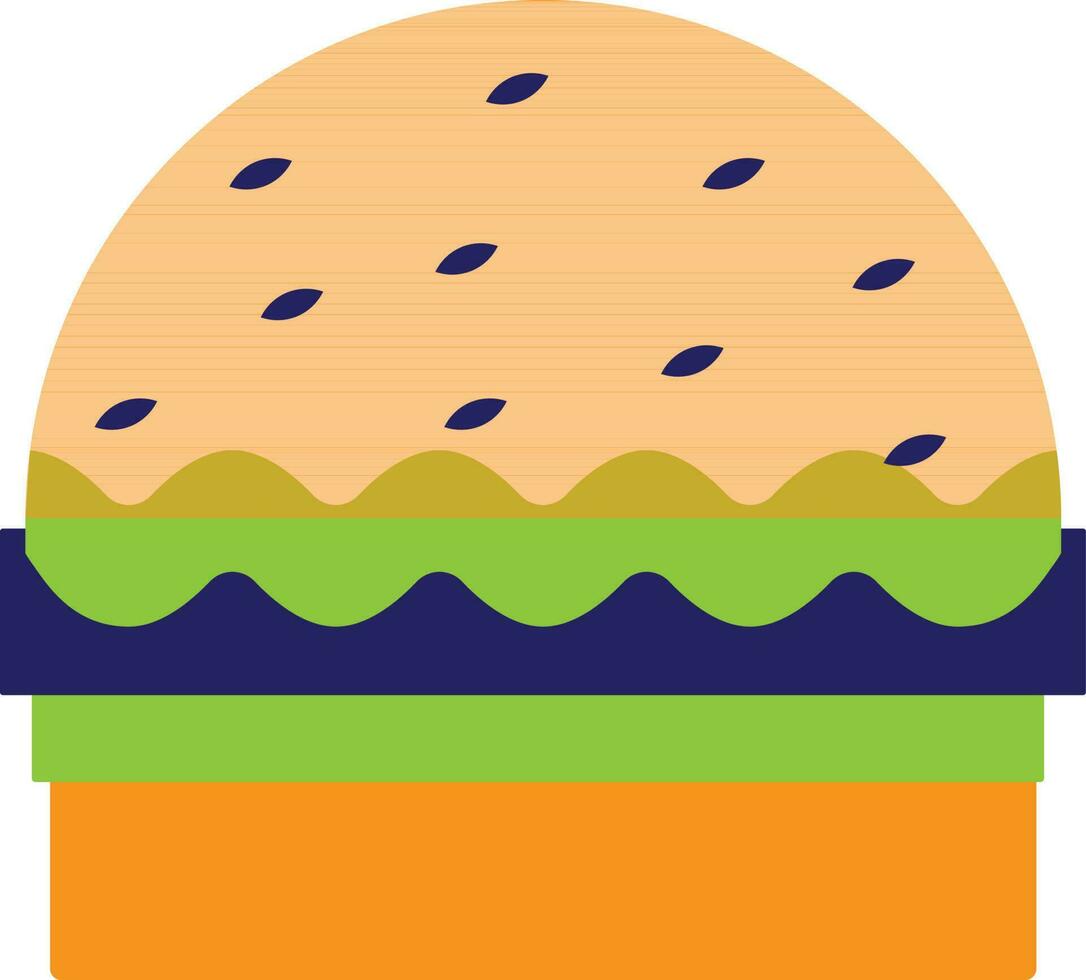 vlak stijl hamburger in oranje en groen kleur. vector