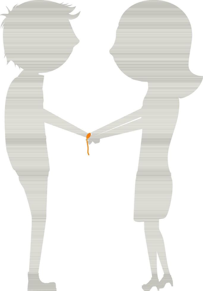 silhouet van jongen en meisje stropdas omhoog vriendschap band. vector