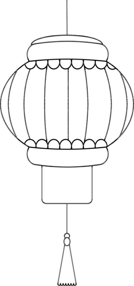 Chinese nieuw jaar lamp in zwart lijn kunst. vector