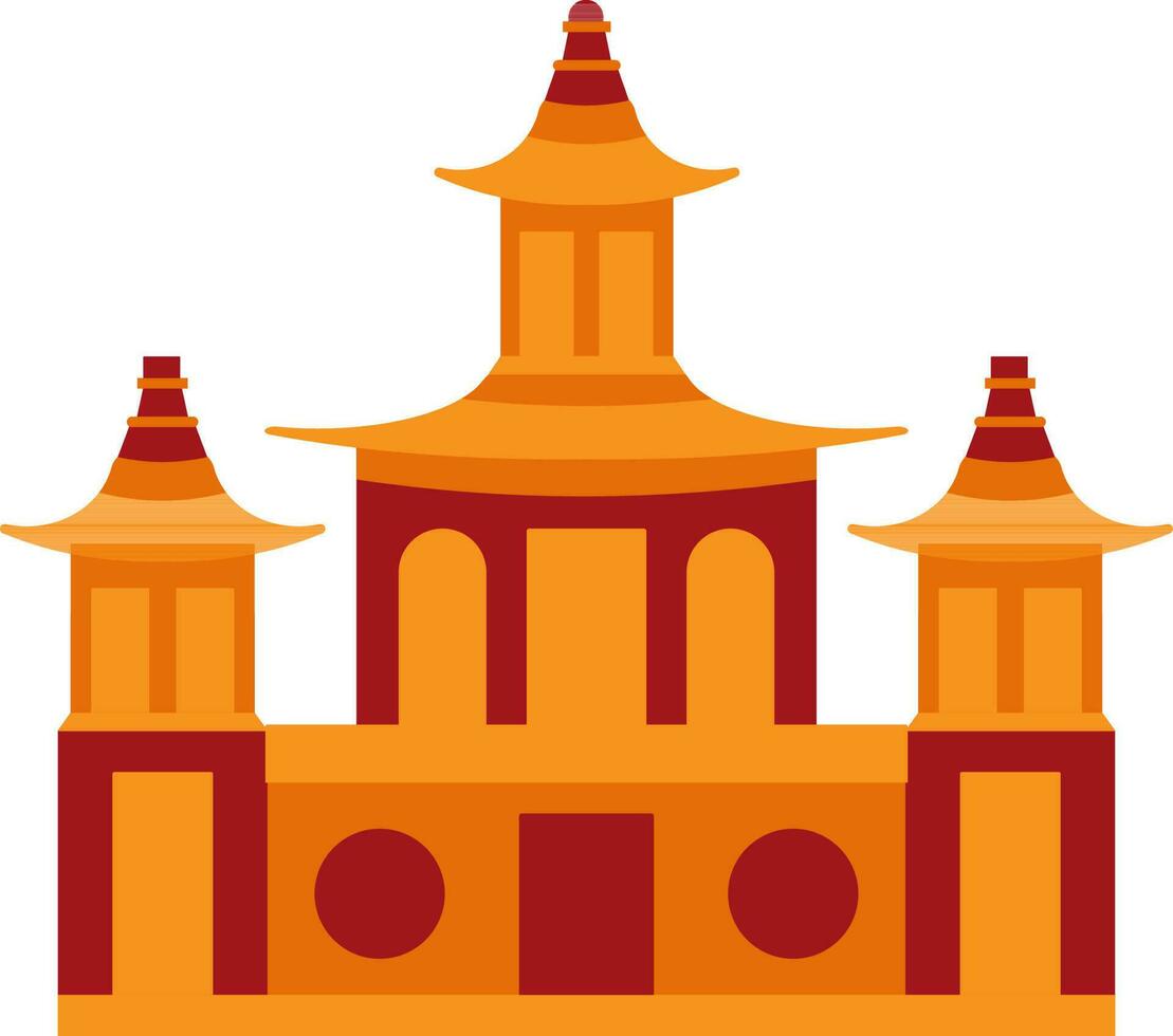 rood en oranje Chinese pagode gebouw. vector