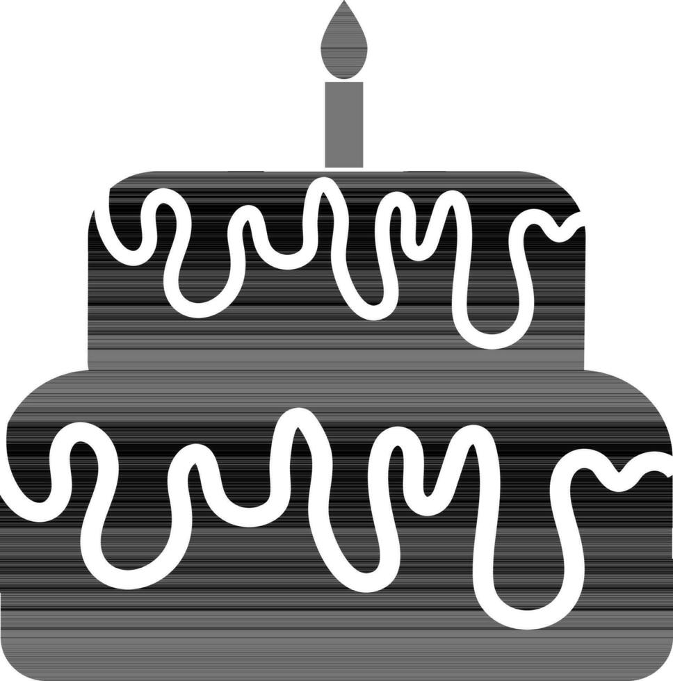 zwart en wit taart icoon met kaars. vector