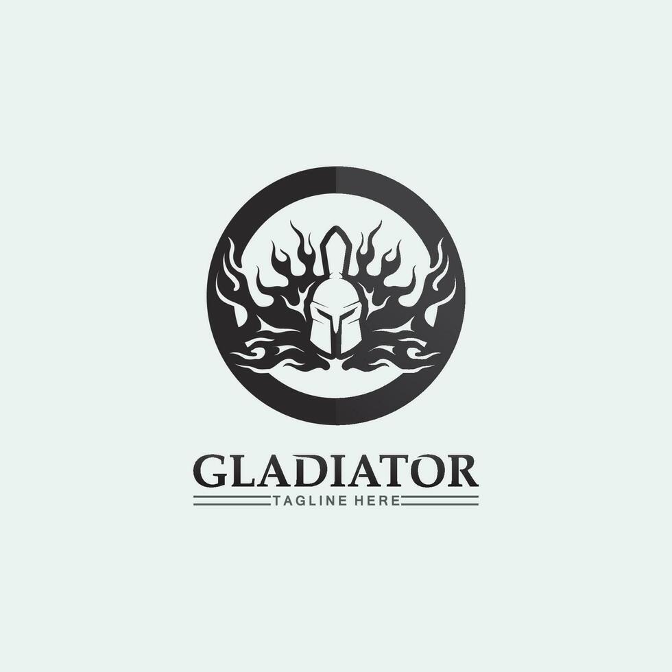 Spartaanse helm, gladiator logo sjabloon vector pictogram ontwerp, hoofd icoon van krijgers, soldaat