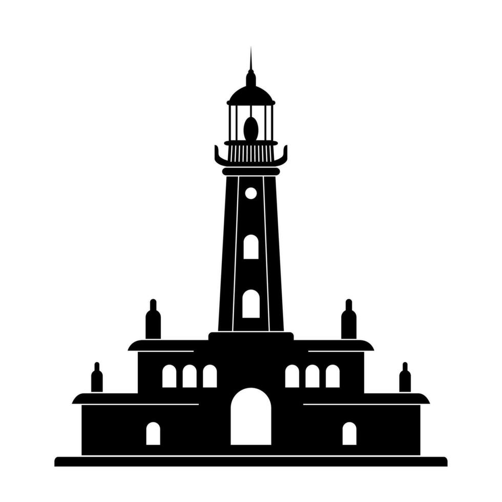 vuurtoren baken silhouet vector illustratie ontwerp