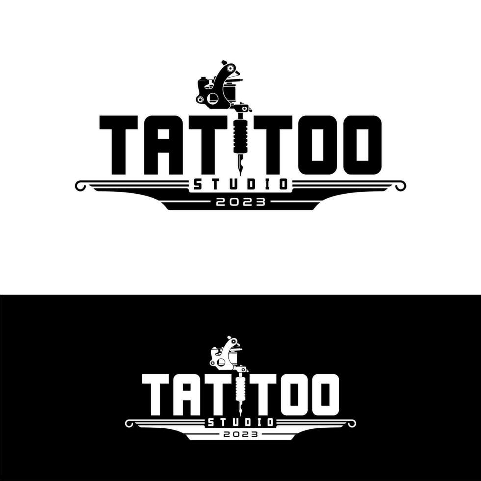 gemakkelijk wijnoogst tatoeëren artiest logo voor tatoeëren studio vector