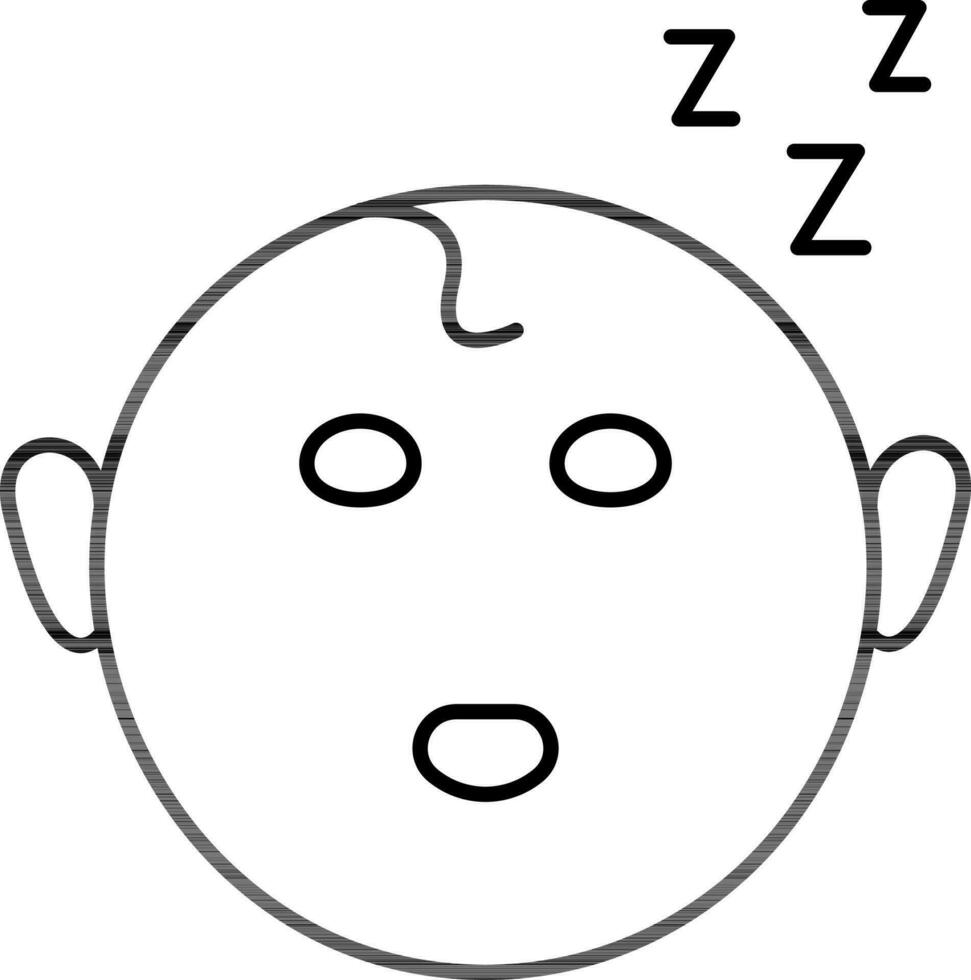 baby slaap gezicht icoon in zwart lijn kunst. vector