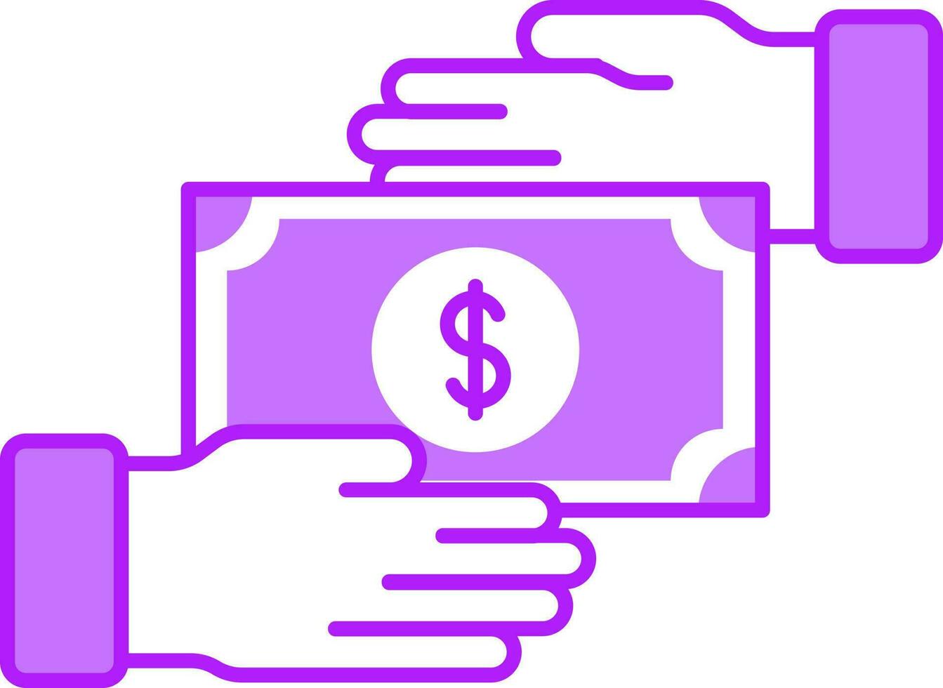 hand- naar hand- geld uitwisseling icoon of symbool. vector