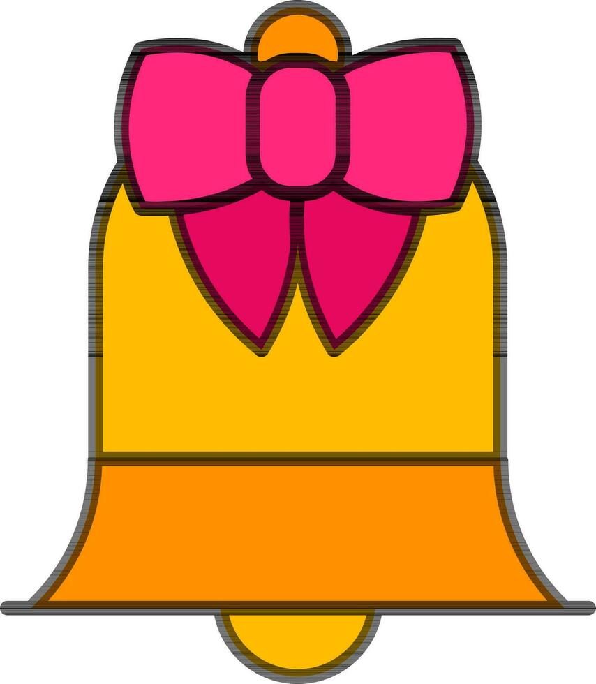 geel klok met roze boog icoon in vlak stijl. vector