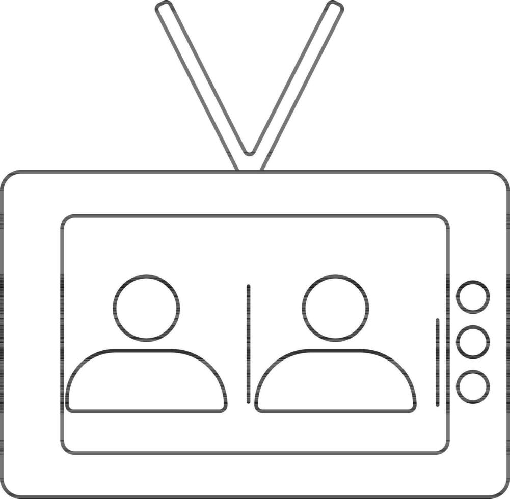 illustratie van retro stijl televisie in zwart lijn kunst. vector