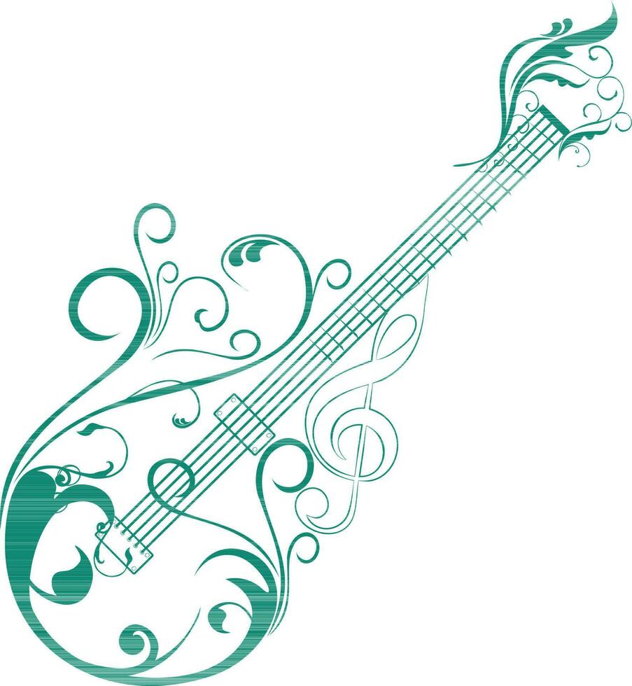 creatief gitaar met bloemen ontwerp. vector