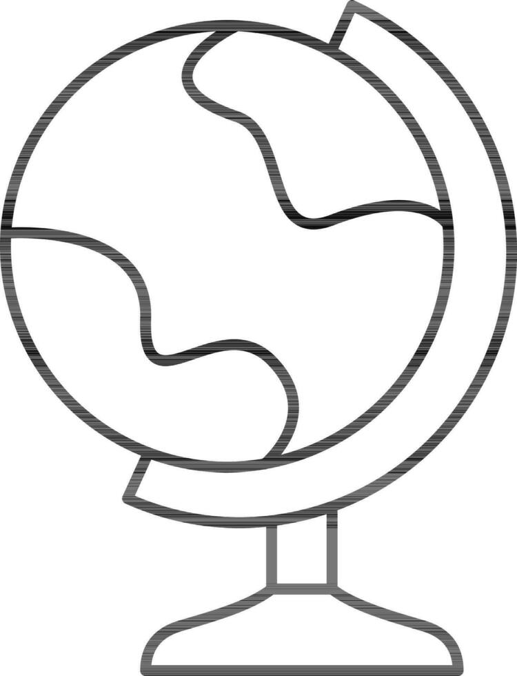 aarde wereldbol staan icoon in zwart lijn kunst. vector